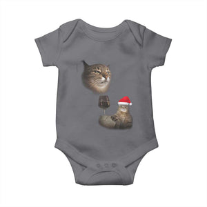 Funny Cat Christmas Baby Onesie Cats Drinking Wine Oddly Specific Meme TS14 Charcoal Print Your Wear