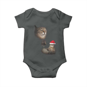 Funny Cat Christmas Baby Onesie Cats Drinking Wine Oddly Specific Meme TS14 Dark Heather Print Your Wear