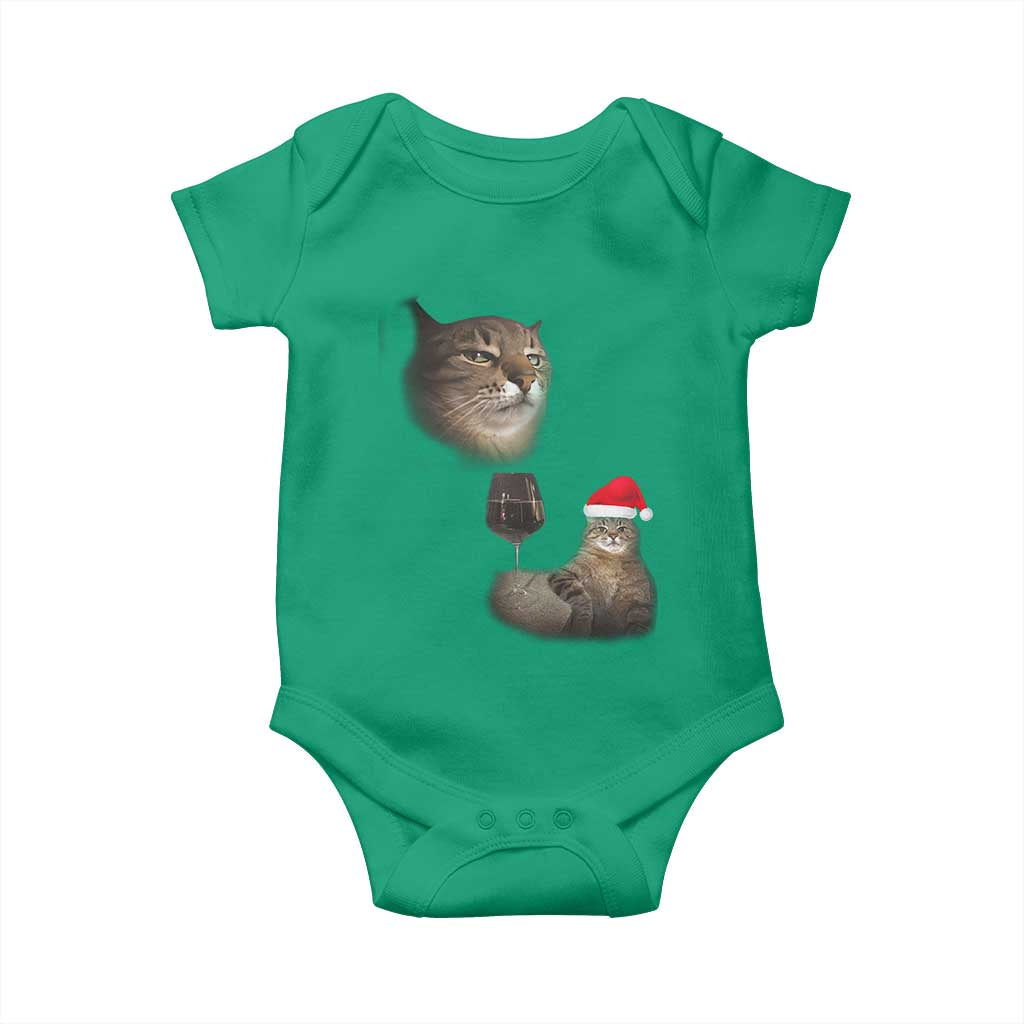 Funny Cat Christmas Baby Onesie Cats Drinking Wine Oddly Specific Meme TS14 Irish Green Print Your Wear