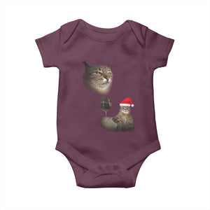 Funny Cat Christmas Baby Onesie Cats Drinking Wine Oddly Specific Meme TS14 Maroon Print Your Wear