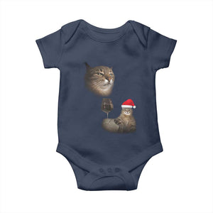 Funny Cat Christmas Baby Onesie Cats Drinking Wine Oddly Specific Meme TS14 Navy Print Your Wear