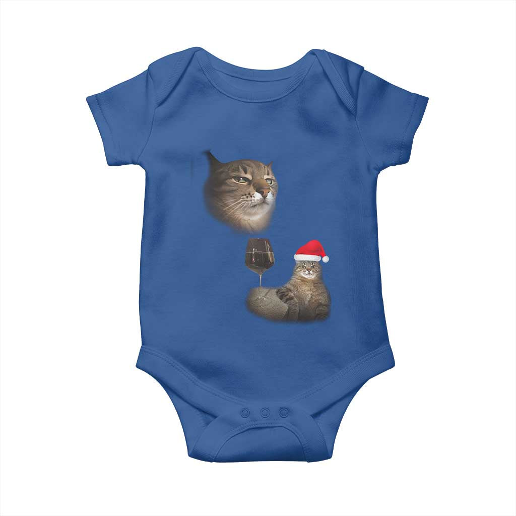 Funny Cat Christmas Baby Onesie Cats Drinking Wine Oddly Specific Meme TS14 Royal Blue Print Your Wear