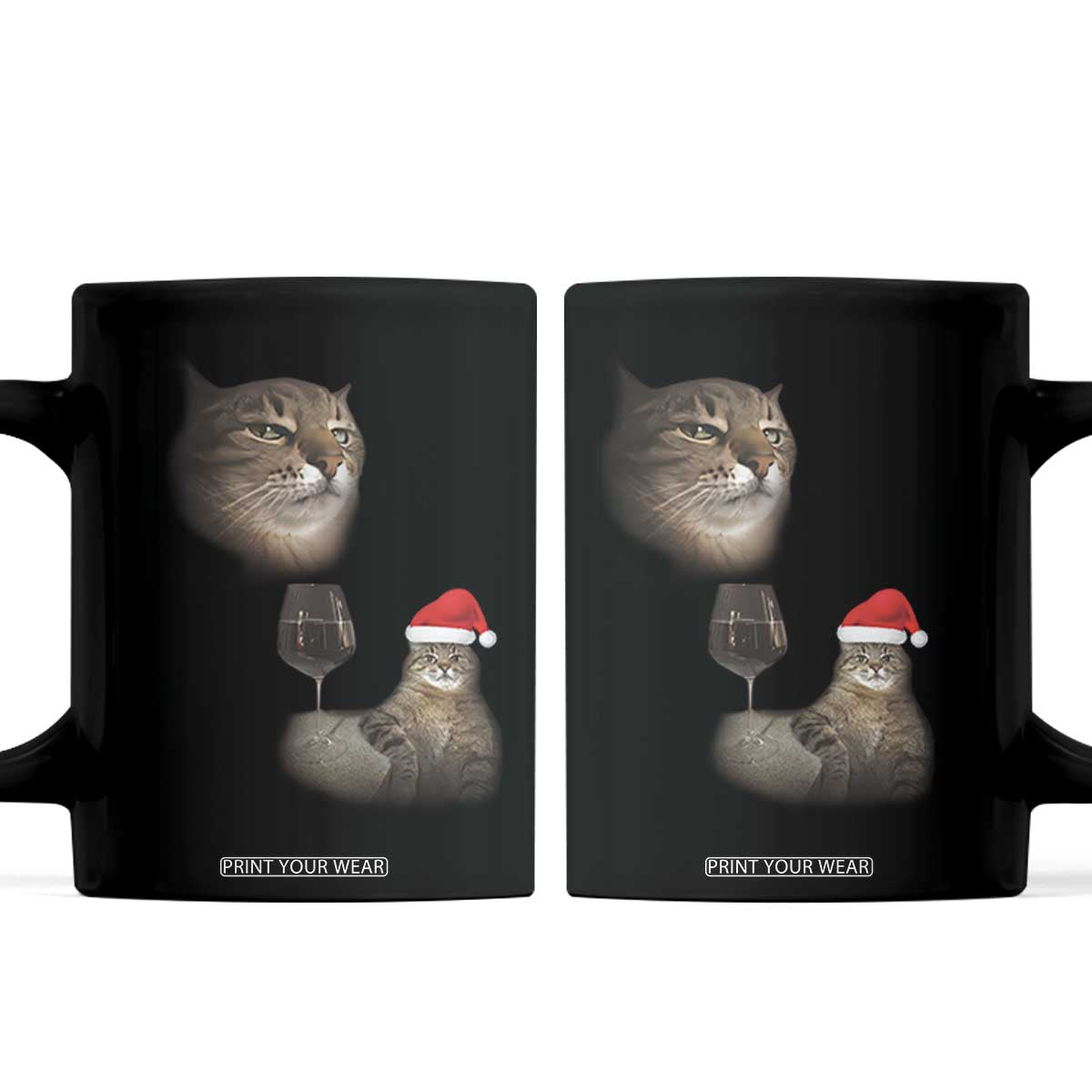Funny Cat Christmas Coffee Mug Cats Drinking Wine Oddly Specific Meme TS14 Black Print Your Wear