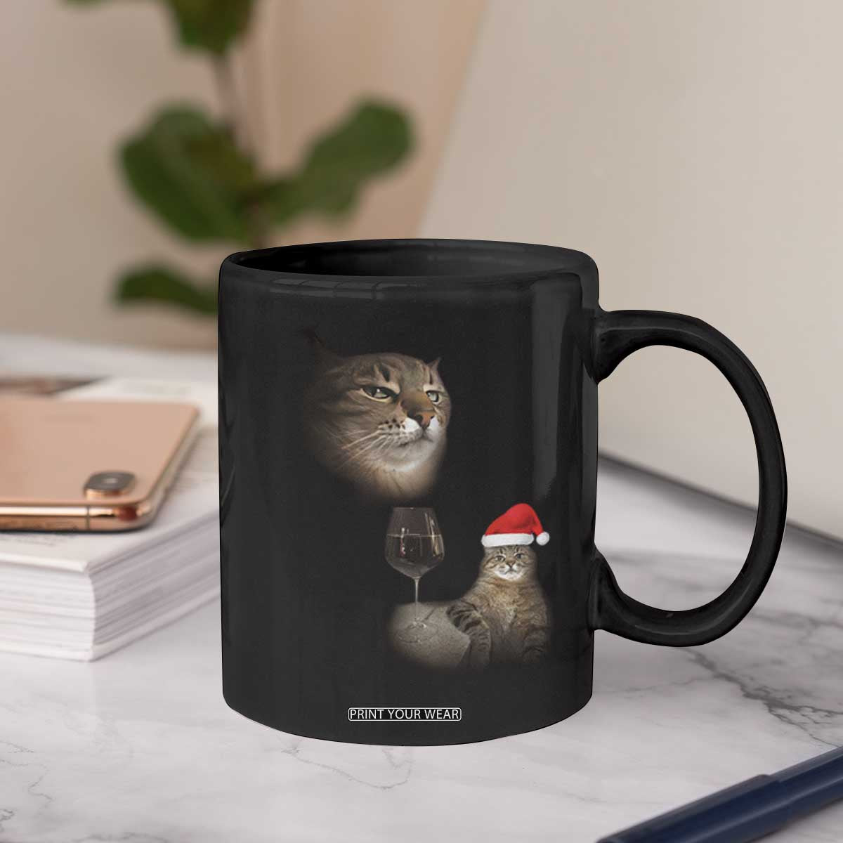 Funny Cat Christmas Coffee Mug Cats Drinking Wine Oddly Specific Meme TS14 Print Your Wear