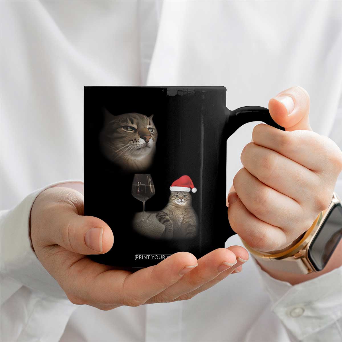 Funny Cat Christmas Coffee Mug Cats Drinking Wine Oddly Specific Meme TS14 Print Your Wear