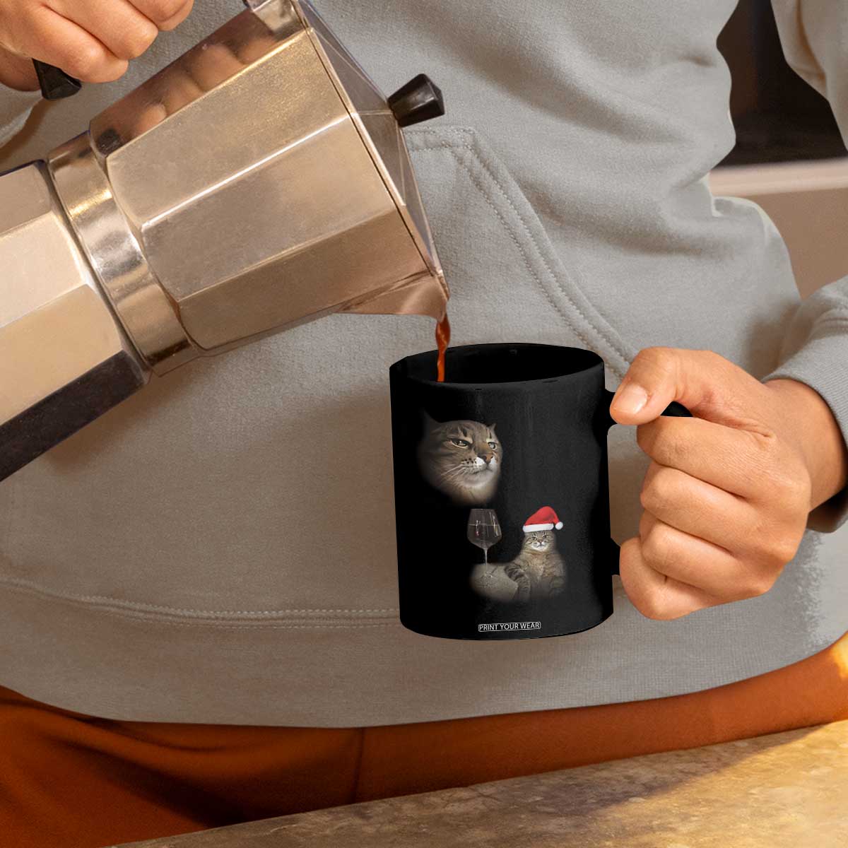 Funny Cat Christmas Coffee Mug Cats Drinking Wine Oddly Specific Meme TS14 Print Your Wear