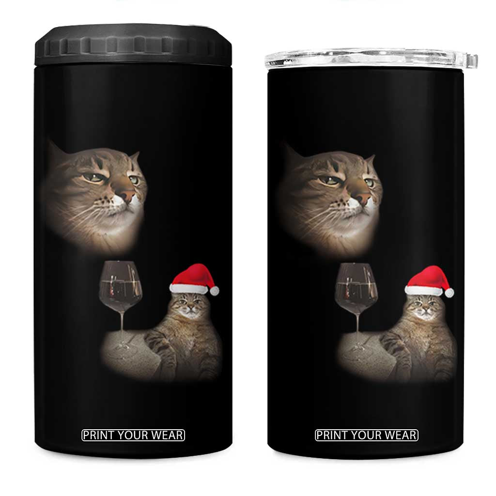 Funny Cat Christmas 4 in 1 Can Cooler Tumbler Cats Drinking Wine Oddly Specific Meme TS14 One Size: 16 oz Black Print Your Wear