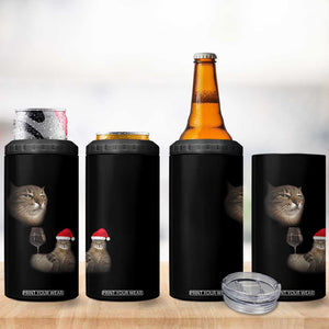 Funny Cat Christmas 4 in 1 Can Cooler Tumbler Cats Drinking Wine Oddly Specific Meme TS14 Print Your Wear