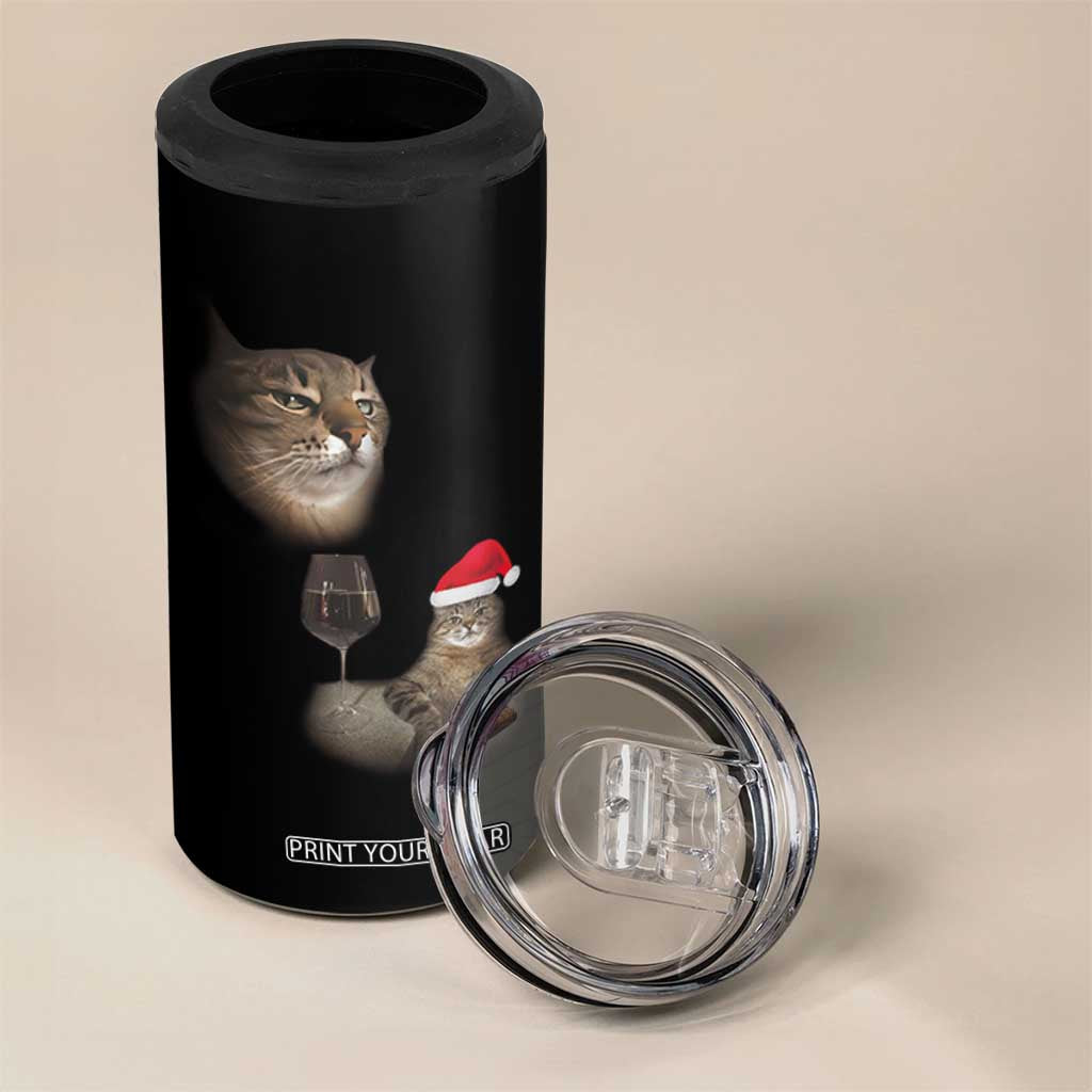 Funny Cat Christmas 4 in 1 Can Cooler Tumbler Cats Drinking Wine Oddly Specific Meme TS14 Print Your Wear