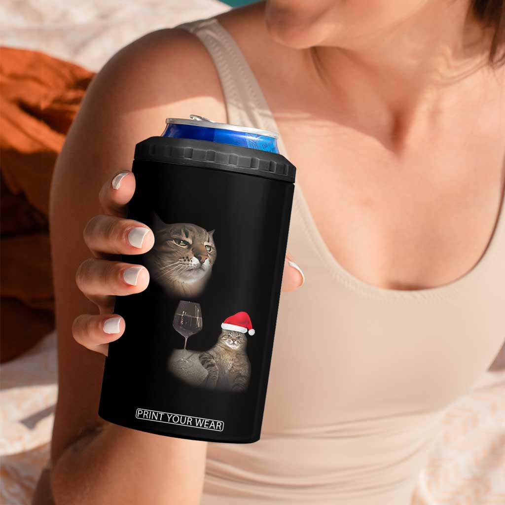 Funny Cat Christmas 4 in 1 Can Cooler Tumbler Cats Drinking Wine Oddly Specific Meme TS14 Print Your Wear