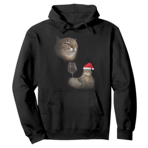 Funny Cat Christmas Hoodie Cats Drinking Wine Oddly Specific Meme TS14 Black Print Your Wear