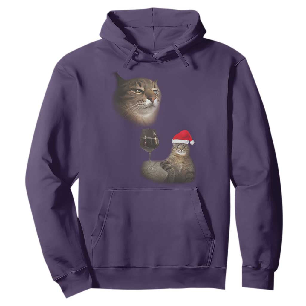 Funny Cat Christmas Hoodie Cats Drinking Wine Oddly Specific Meme TS14 Purple Print Your Wear