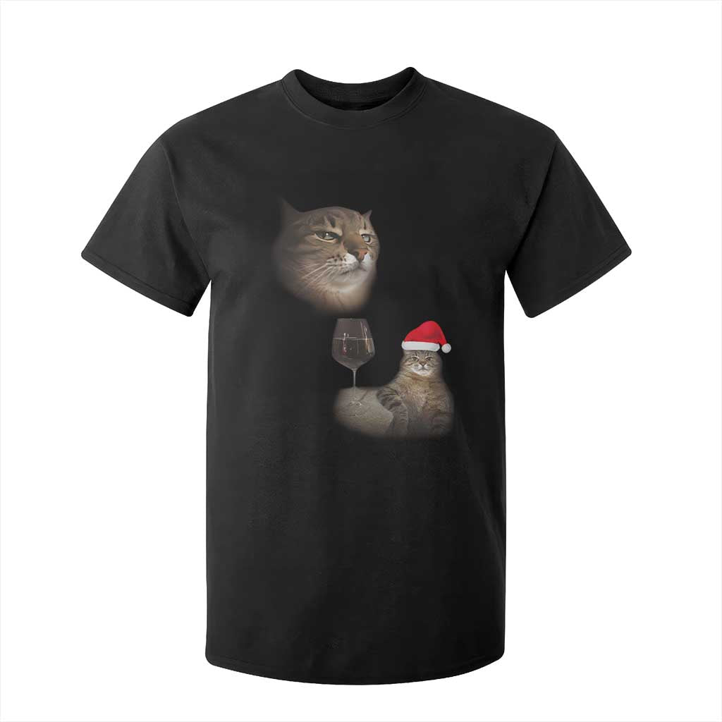 Funny Cat Christmas T Shirt For Kid Cats Drinking Wine Oddly Specific Meme TS14 Black Print Your Wear