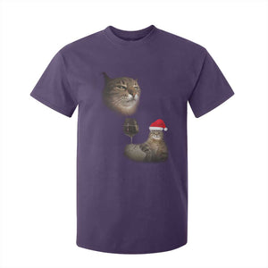 Funny Cat Christmas T Shirt For Kid Cats Drinking Wine Oddly Specific Meme TS14 Purple Print Your Wear