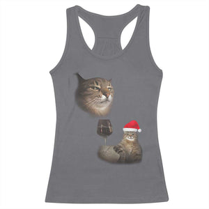 Funny Cat Christmas Racerback Tank Top Cats Drinking Wine Oddly Specific Meme TS14 Charcoal Print Your Wear
