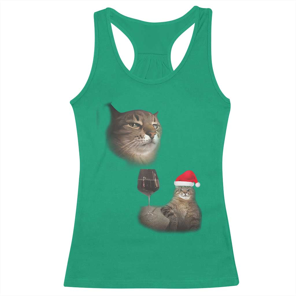 Funny Cat Christmas Racerback Tank Top Cats Drinking Wine Oddly Specific Meme TS14 Irish Green Print Your Wear