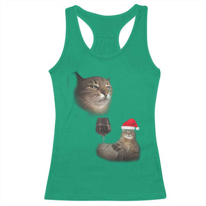 Funny Cat Christmas Racerback Tank Top Cats Drinking Wine Oddly Specific Meme TS14 Irish Green Print Your Wear