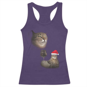 Funny Cat Christmas Racerback Tank Top Cats Drinking Wine Oddly Specific Meme TS14 Purple Print Your Wear