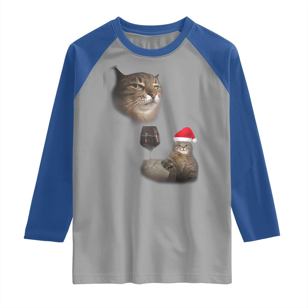 Funny Cat Christmas Raglan Shirt Cats Drinking Wine Oddly Specific Meme TS14 Sport Gray Royal Print Your Wear