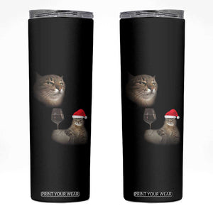 Funny Cat Christmas Skinny Tumbler Cats Drinking Wine Oddly Specific Meme TS14 Black Print Your Wear