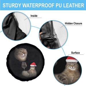 Funny Cat Christmas Spare Tire Cover Cats Drinking Wine Oddly Specific Meme TS14 Print Your Wear
