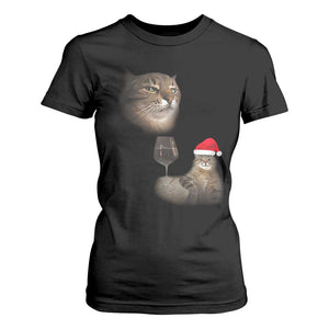Funny Cat Christmas T Shirt For Women Cats Drinking Wine Oddly Specific Meme TS14 Black Print Your Wear