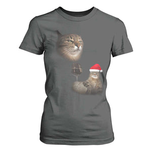 Funny Cat Christmas T Shirt For Women Cats Drinking Wine Oddly Specific Meme TS14 Dark Heather Print Your Wear