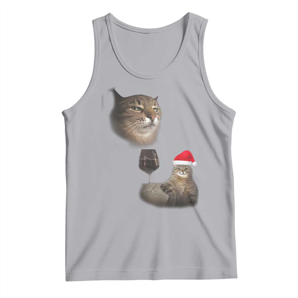 Funny Cat Christmas Tank Top Cats Drinking Wine Oddly Specific Meme TS14 Athletic Heather Print Your Wear