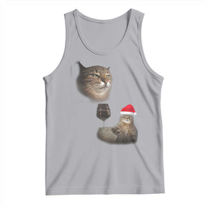 Funny Cat Christmas Tank Top Cats Drinking Wine Oddly Specific Meme TS14 Athletic Heather Print Your Wear