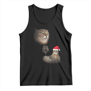 Funny Cat Christmas Tank Top Cats Drinking Wine Oddly Specific Meme TS14 Black Print Your Wear