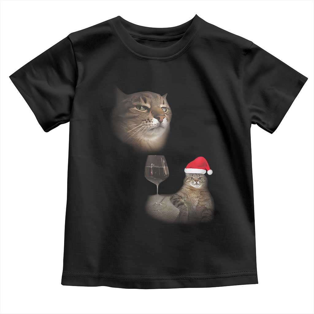 Funny Cat Christmas Toddler T Shirt Cats Drinking Wine Oddly Specific Meme TS14 Black Print Your Wear