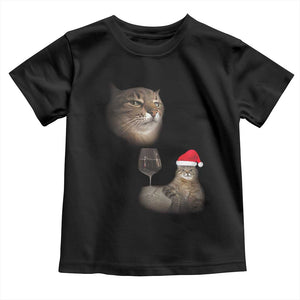 Funny Cat Christmas Toddler T Shirt Cats Drinking Wine Oddly Specific Meme TS14 Black Print Your Wear