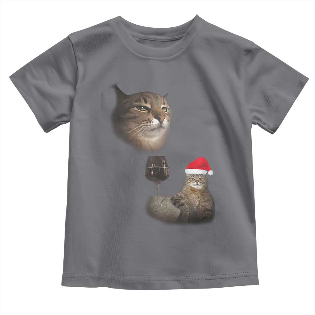 Funny Cat Christmas Toddler T Shirt Cats Drinking Wine Oddly Specific Meme TS14 Charcoal Print Your Wear