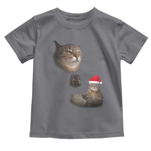 Funny Cat Christmas Toddler T Shirt Cats Drinking Wine Oddly Specific Meme TS14 Charcoal Print Your Wear