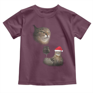 Funny Cat Christmas Toddler T Shirt Cats Drinking Wine Oddly Specific Meme TS14 Maroon Print Your Wear