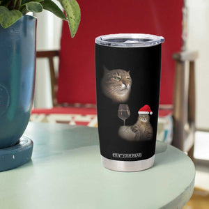 Funny Cat Christmas Tumbler Cup Cats Drinking Wine Oddly Specific Meme TS14 Print Your Wear