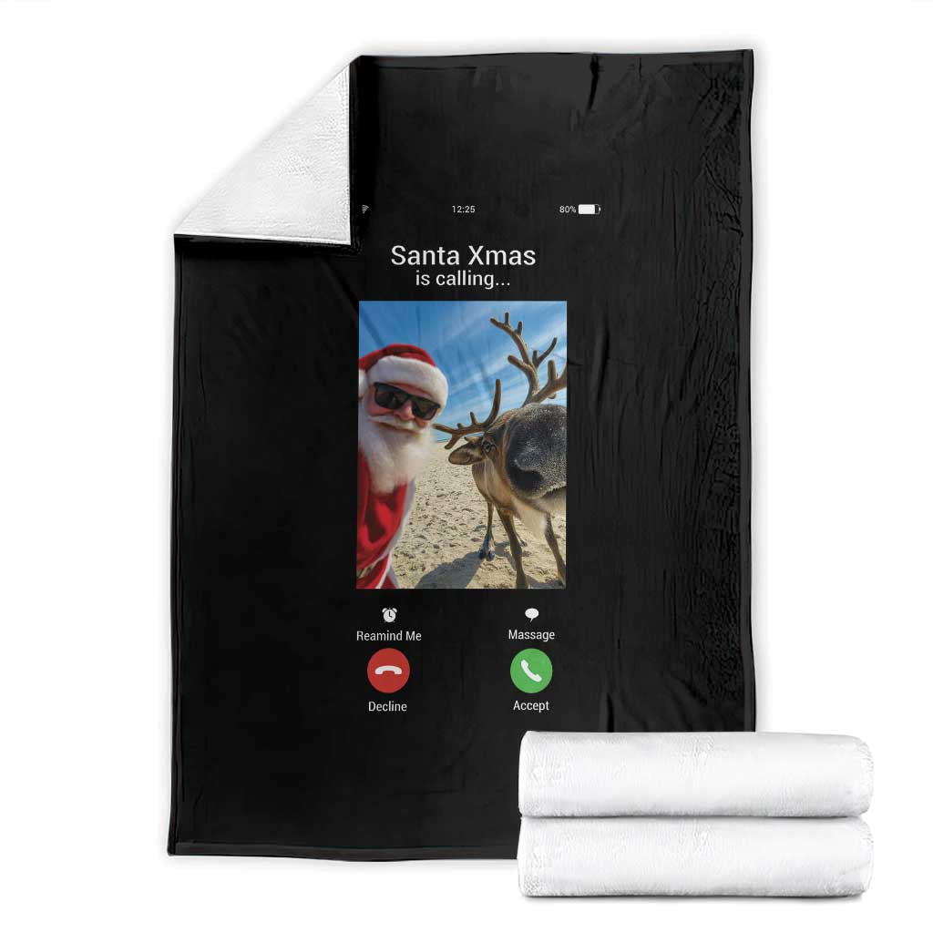 Santa Christmas Meme Throw Blanket Reindeer Video Call TS14 Black Print Your Wear