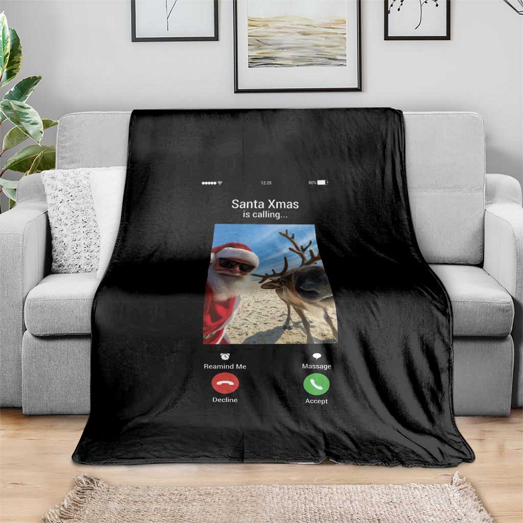 Santa Christmas Meme Throw Blanket Reindeer Video Call TS14 Print Your Wear