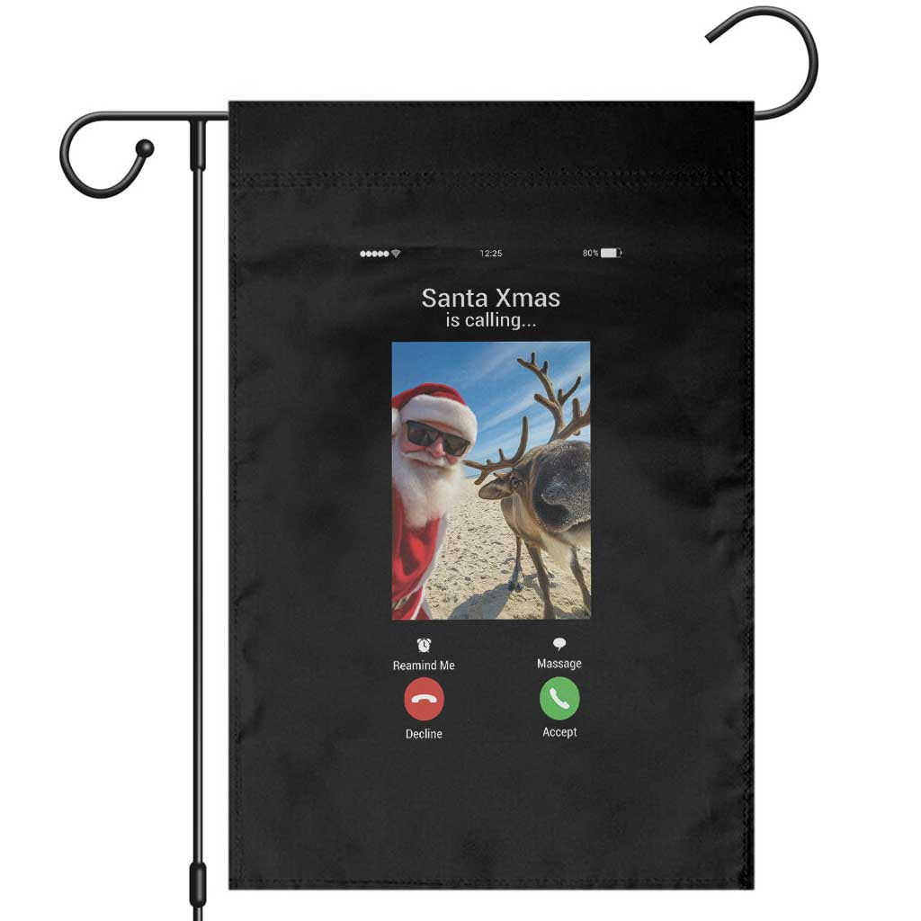 Santa Christmas Meme Garden Flag Reindeer Video Call TS14 Black Print Your Wear