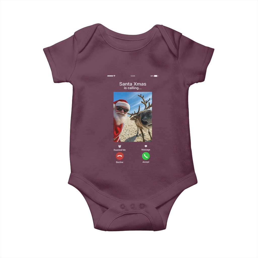 Santa Christmas Meme Baby Onesie Reindeer Video Call TS14 Maroon Print Your Wear