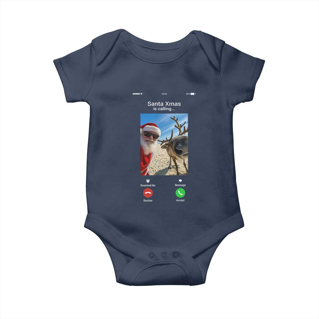 Santa Christmas Meme Baby Onesie Reindeer Video Call TS14 Navy Print Your Wear
