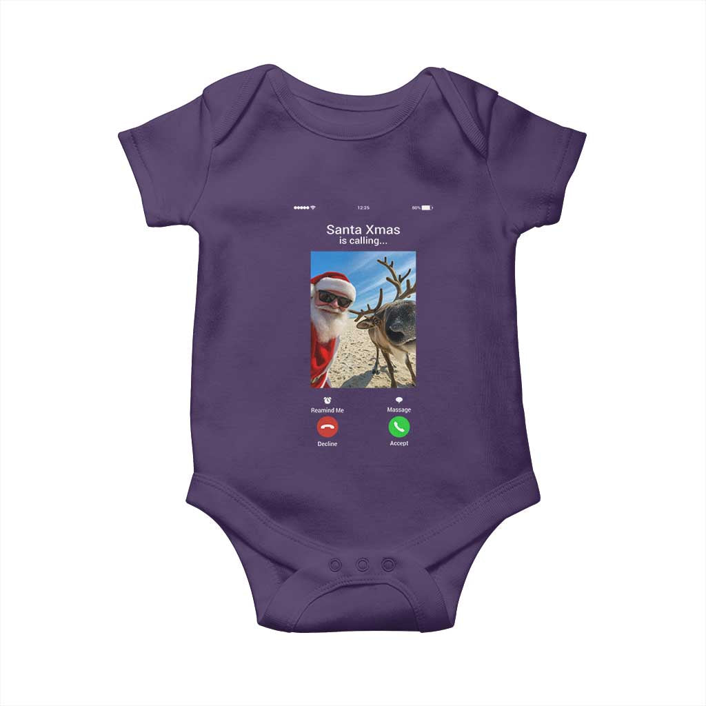 Santa Christmas Meme Baby Onesie Reindeer Video Call TS14 Purple Print Your Wear
