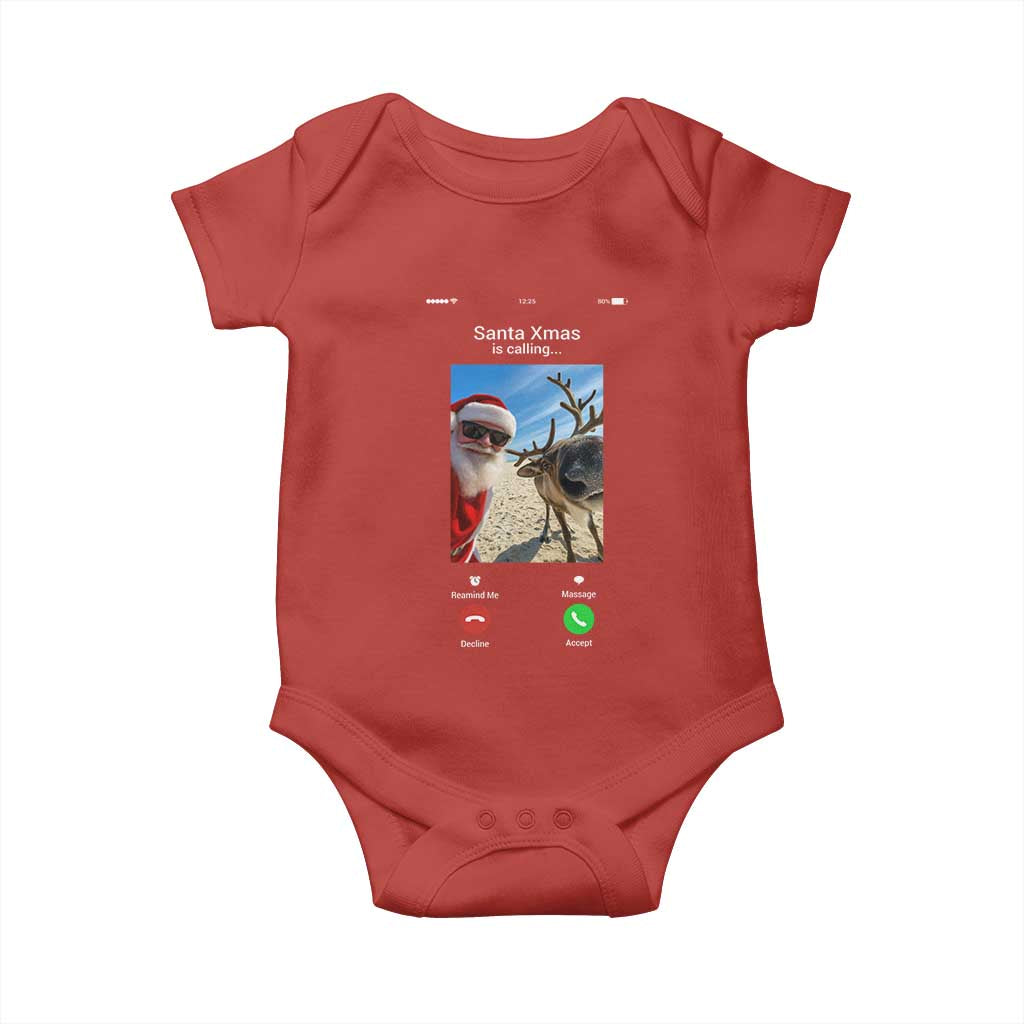 Santa Christmas Meme Baby Onesie Reindeer Video Call TS14 Red Print Your Wear