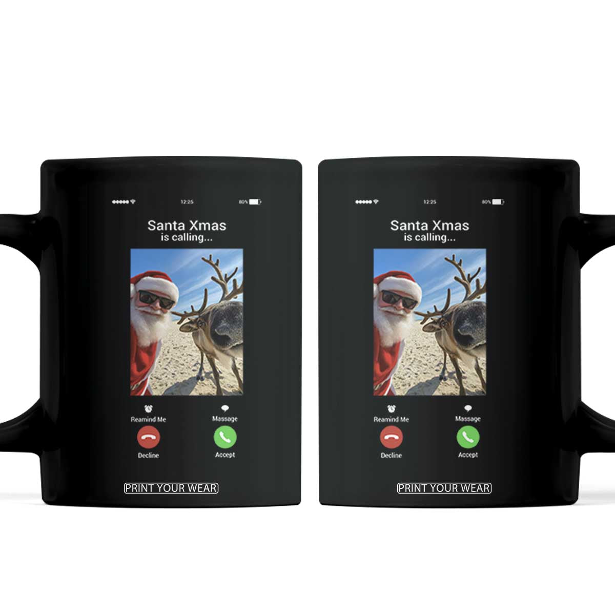 Santa Christmas Meme Coffee Mug Reindeer Video Call TS14 Black Print Your Wear