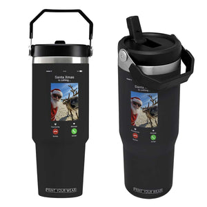 Santa Christmas Meme Flip Straw Tumbler Reindeer Video Call - Print Your Wear