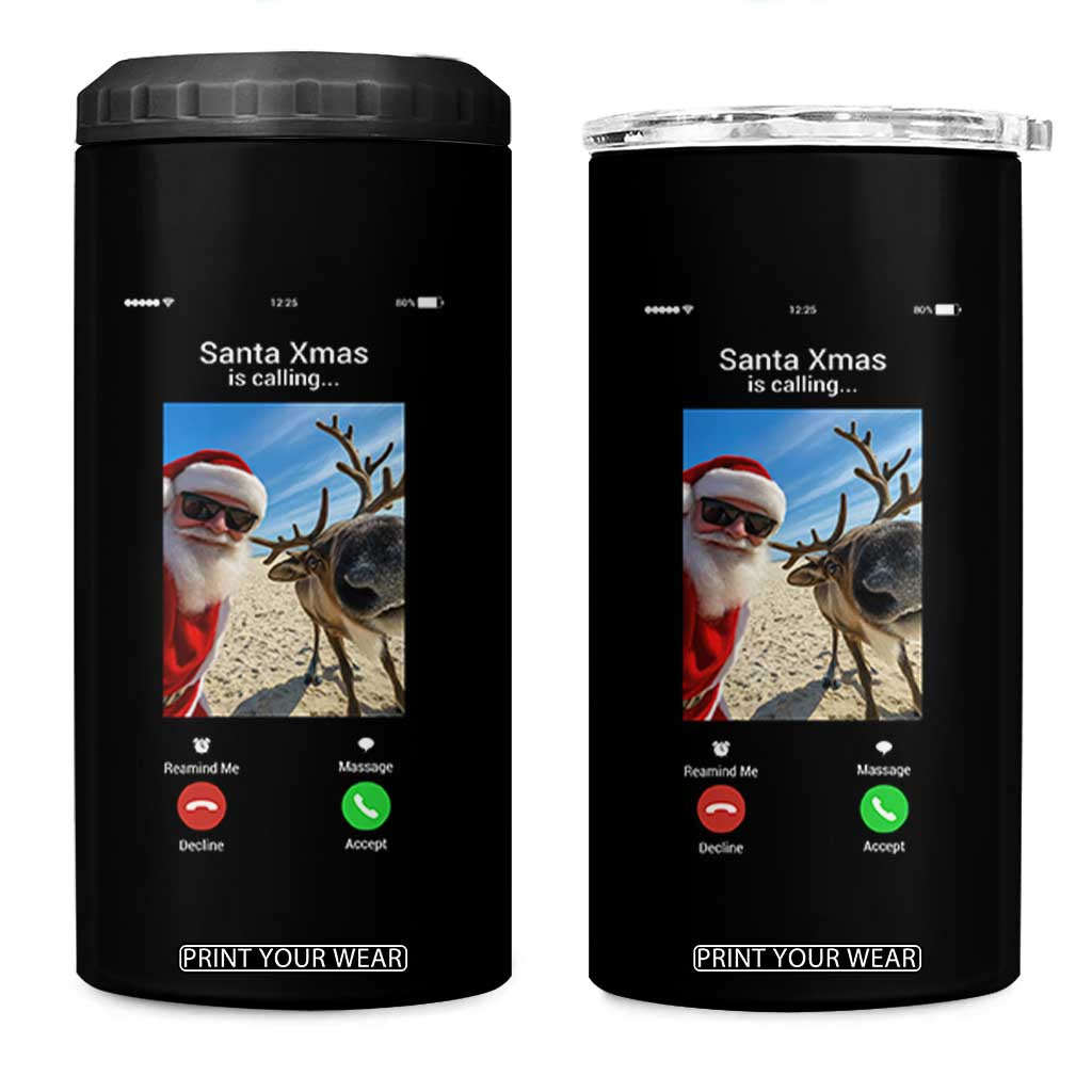 Santa Christmas Meme 4 in 1 Can Cooler Tumbler Reindeer Video Call - Print Your Wear