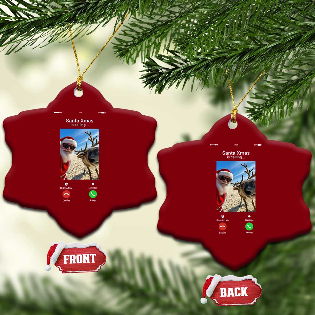 Santa Xmas Meme Ceramic Ornament Reindeer Video Call TS14 Print Your Wear