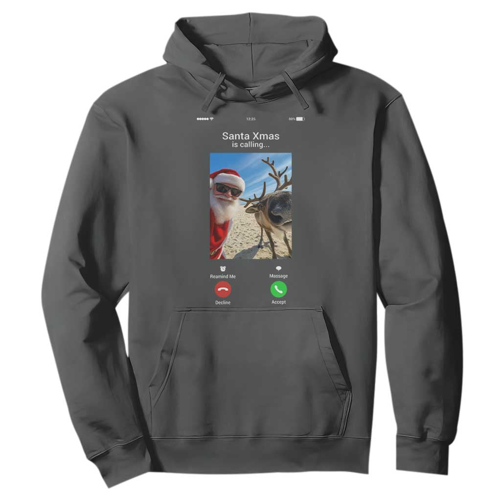 Santa Christmas Meme Hoodie Reindeer Video Call TS14 Dark Heather Print Your Wear