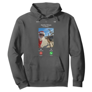 Santa Christmas Meme Hoodie Reindeer Video Call TS14 Dark Heather Print Your Wear