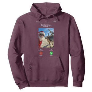 Santa Christmas Meme Hoodie Reindeer Video Call TS14 Maroon Print Your Wear